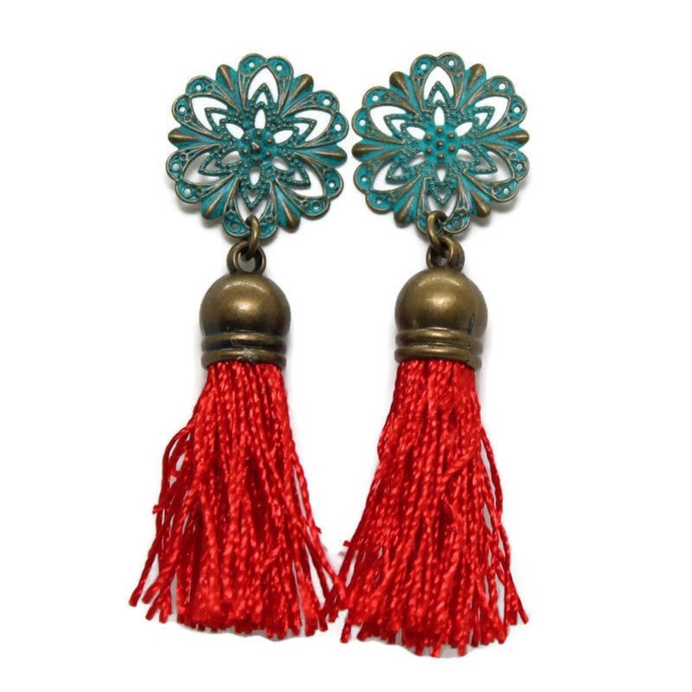 Colorful Floss Tassel Earrings
